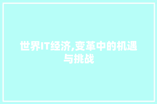 世界IT经济,变革中的机遇与挑战