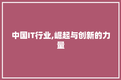 中国IT行业,崛起与创新的力量