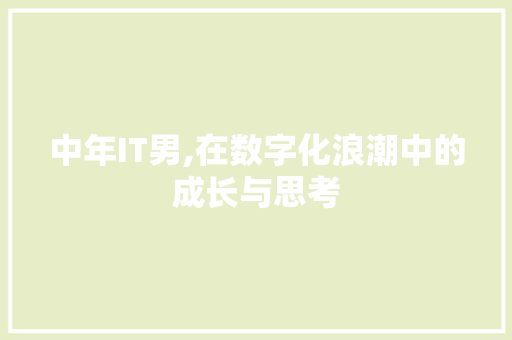 中年IT男,在数字化浪潮中的成长与思考
