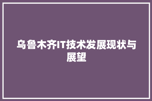 乌鲁木齐IT技术发展现状与展望
