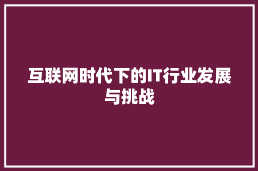 互联网时代下的IT行业发展与挑战