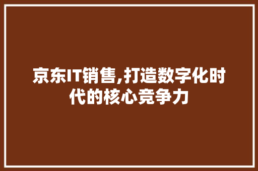 京东IT销售,打造数字化时代的核心竞争力