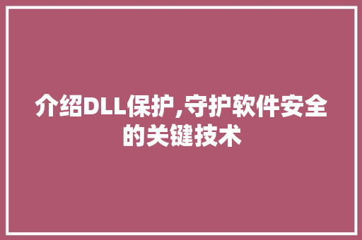 介绍DLL保护,守护软件安全的关键技术