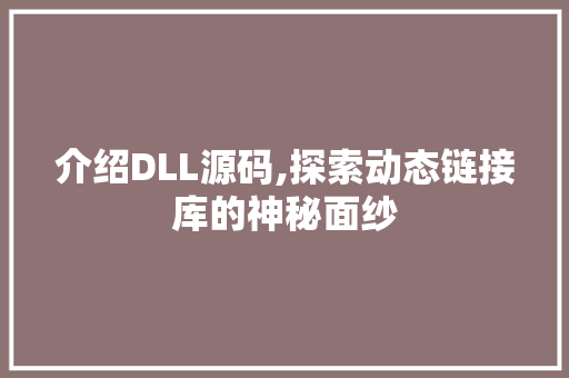 介绍DLL源码,探索动态链接库的神秘面纱