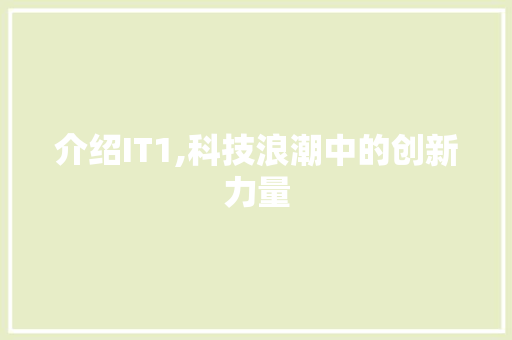 介绍IT1,科技浪潮中的创新力量 搜狗SEO
