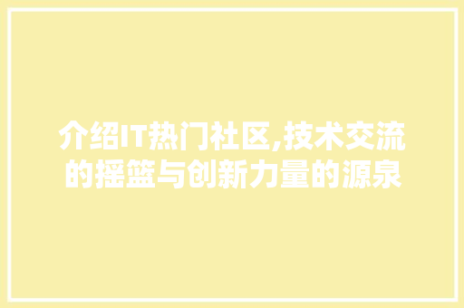 介绍IT热门社区,技术交流的摇篮与创新力量的源泉 GoogleSEO
