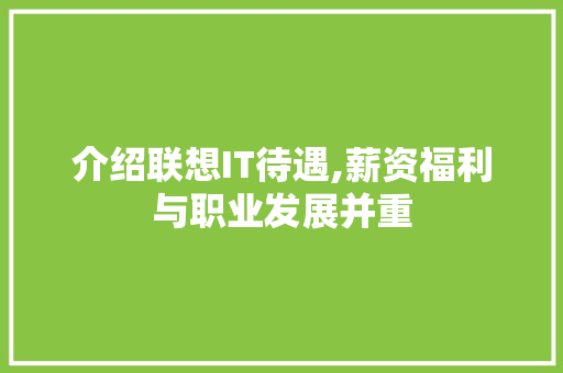 介绍联想IT待遇,薪资福利与职业发展并重