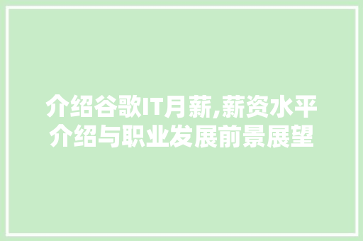 介绍谷歌IT月薪,薪资水平介绍与职业发展前景展望