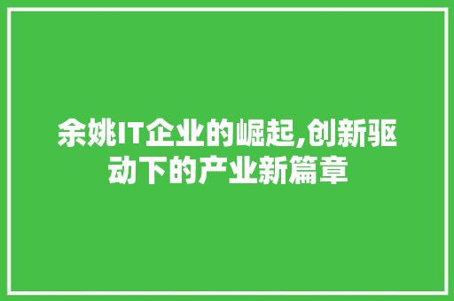 余姚IT企业的崛起,创新驱动下的产业新篇章 神马SEO