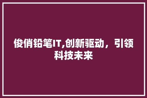 俊俏铅笔IT,创新驱动，引领科技未来