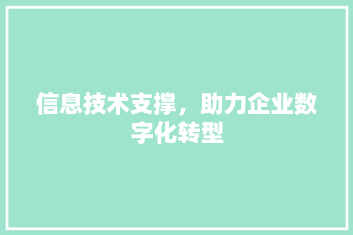 信息技术支撑，助力企业数字化转型