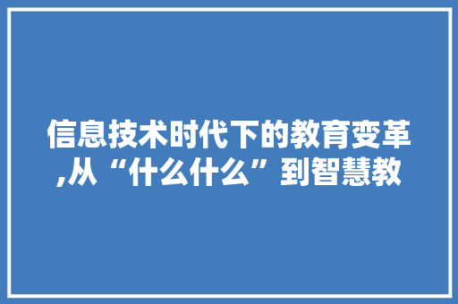 信息技术时代下的教育变革,从“什么什么”到智慧教育的跨越