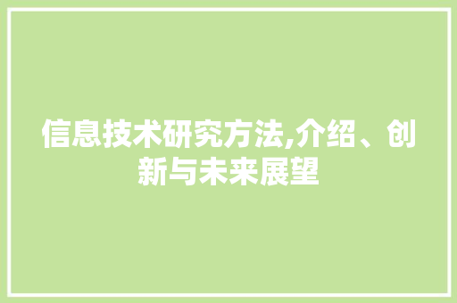 信息技术研究方法,介绍、创新与未来展望 必应SEO