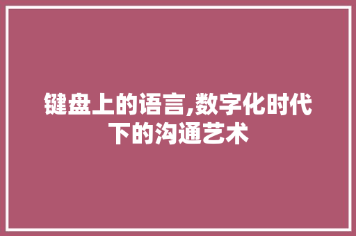 键盘上的语言,数字化时代下的沟通艺术 GoogleSEO