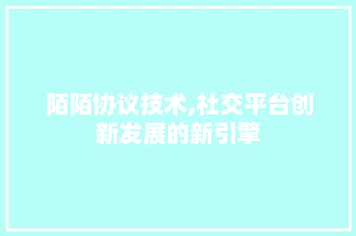 陌陌协议技术,社交平台创新发展的新引擎 GoogleSEO