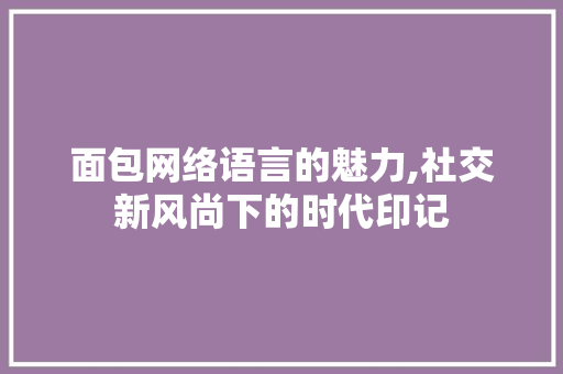 面包网络语言的魅力,社交新风尚下的时代印记 搜狗SEO