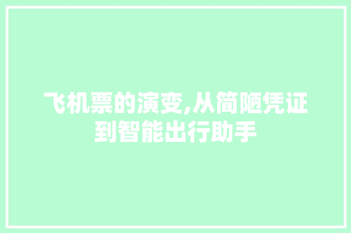 飞机票的演变,从简陋凭证到智能出行助手 百度SEO