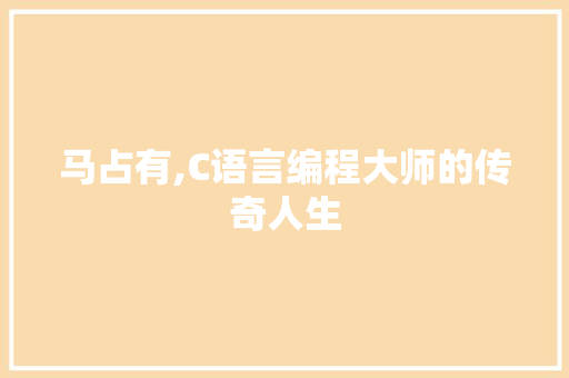 马占有,C语言编程大师的传奇人生