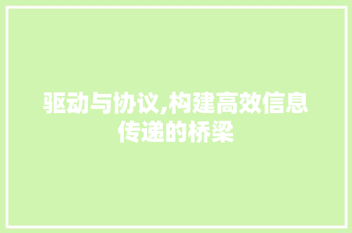 驱动与协议,构建高效信息传递的桥梁
