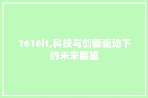 1616it,科技与创新驱动下的未来展望