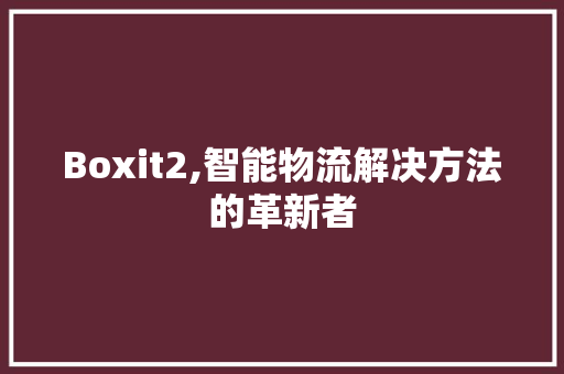 Boxit2,智能物流解决方法的革新者