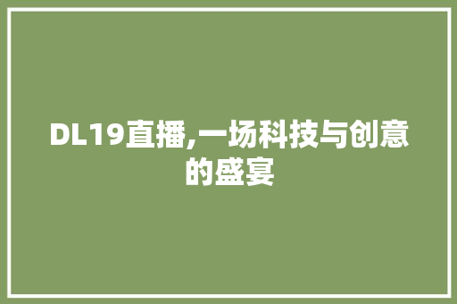 DL19直播,一场科技与创意的盛宴