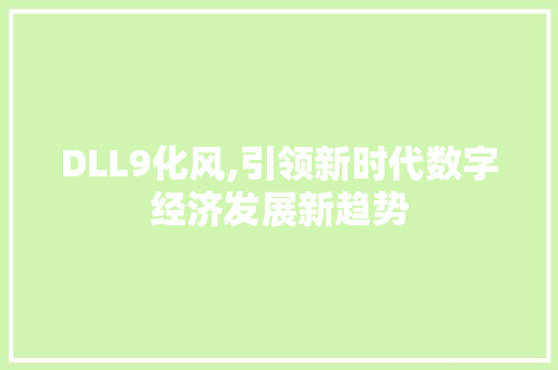 DLL9化风,引领新时代数字经济发展新趋势 必应SEO