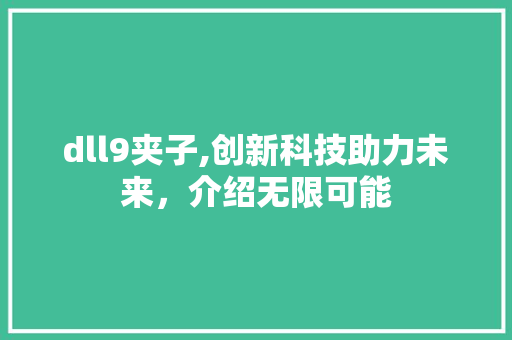 dll9夹子,创新科技助力未来，介绍无限可能