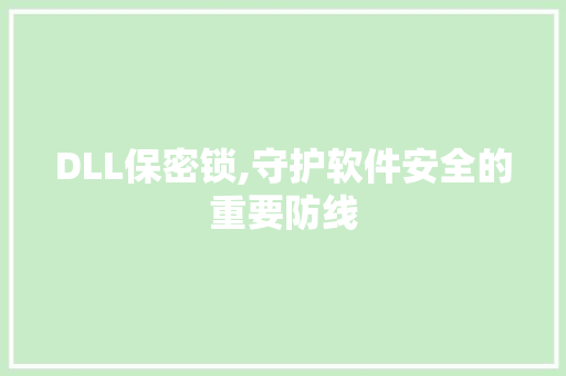 DLL保密锁,守护软件安全的重要防线