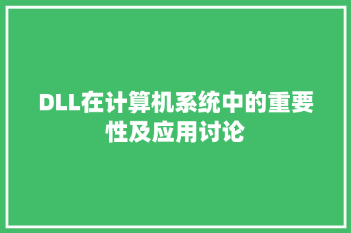 DLL在计算机系统中的重要性及应用讨论