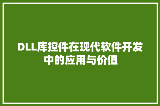 DLL库控件在现代软件开发中的应用与价值