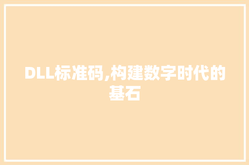 DLL标准码,构建数字时代的基石