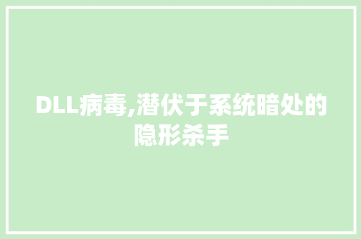 DLL病毒,潜伏于系统暗处的隐形杀手