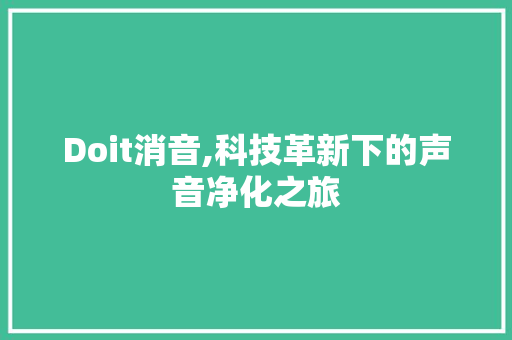 Doit消音,科技革新下的声音净化之旅