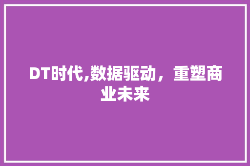 DT时代,数据驱动，重塑商业未来