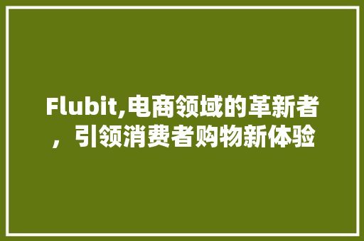 Flubit,电商领域的革新者，引领消费者购物新体验