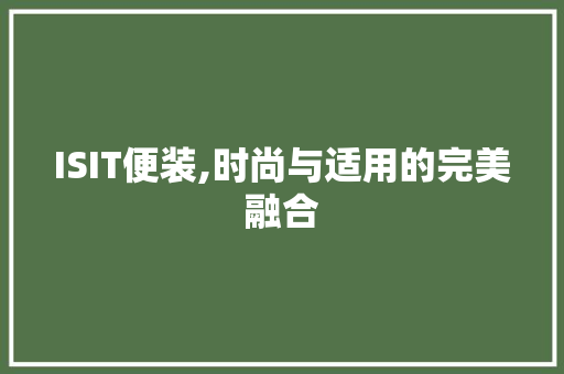 ISIT便装,时尚与适用的完美融合