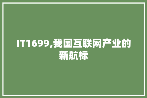 IT1699,我国互联网产业的新航标