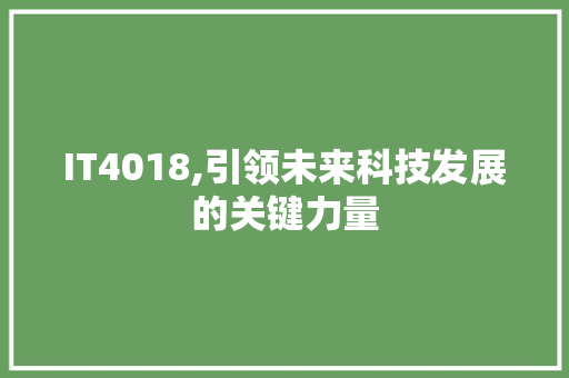 IT4018,引领未来科技发展的关键力量