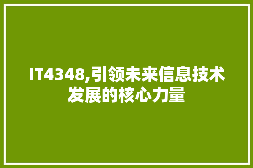 IT4348,引领未来信息技术发展的核心力量