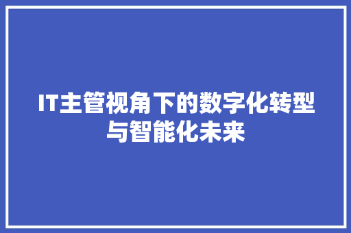 IT主管视角下的数字化转型与智能化未来 必应SEO