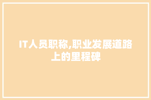 IT人员职称,职业发展道路上的里程碑 GoogleSEO