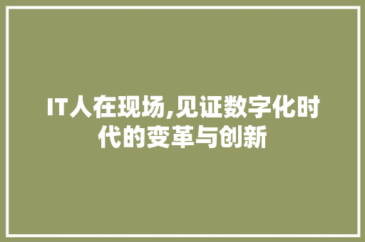 IT人在现场,见证数字化时代的变革与创新