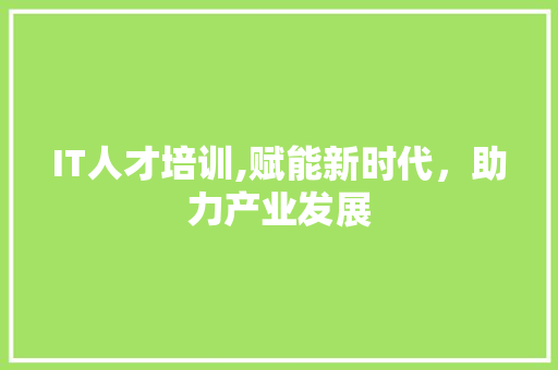 IT人才培训,赋能新时代，助力产业发展