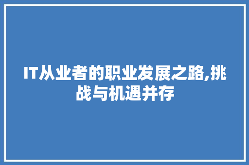 IT从业者的职业发展之路,挑战与机遇并存
