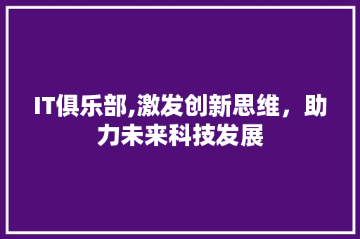 IT俱乐部,激发创新思维，助力未来科技发展