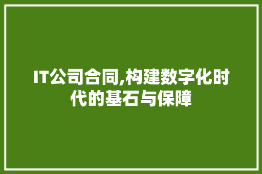 IT公司合同,构建数字化时代的基石与保障