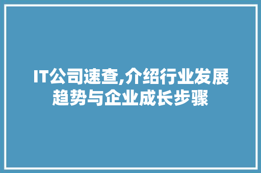IT公司速查,介绍行业发展趋势与企业成长步骤