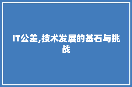 IT公差,技术发展的基石与挑战