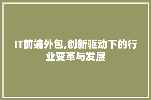 IT前端外包,创新驱动下的行业变革与发展